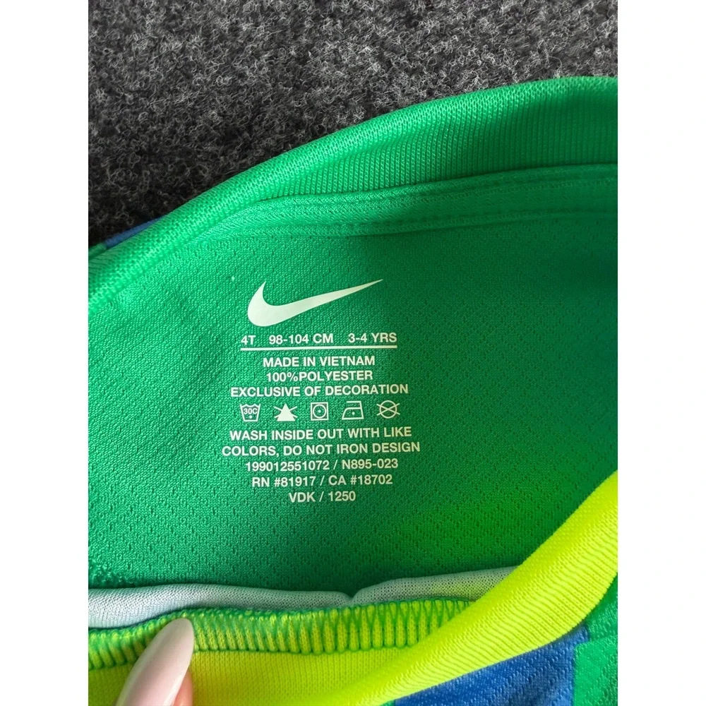 Nike Total 90 T90 Kids Soccer Jersey and Shorts 2-Piece Set Blue Green Black 4T
